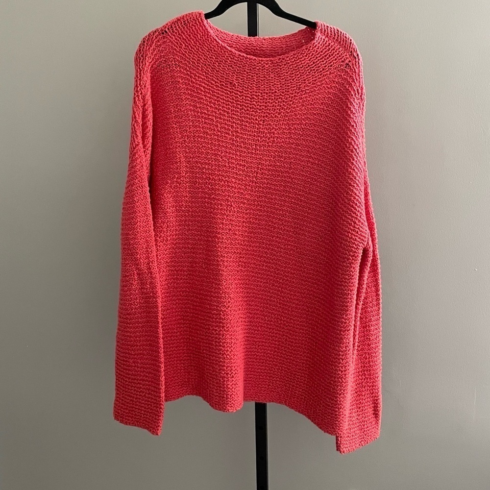 Eileen Fisher Pink Chunky Knit Pull Over Sweater Size Small
